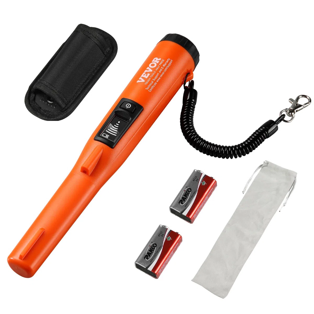 VEVOR Metal Detector Pinpointer Portatile Impermeabile IP68, Puntatore di Metalli Profondità di Rilevamento max. 114mm 3 Modalità, Rilevatore per Caccia Tesoro Impermeabile, Pinpointer con Schermo LCD