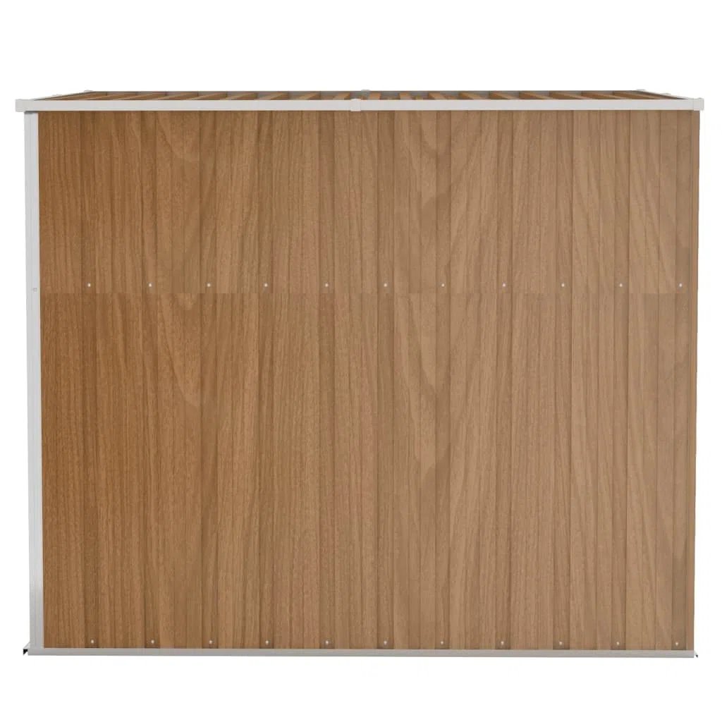IKAYAA Capanno da Giardino a Parete Capanno per Attrezzi da Giardino in Metallo Capanno per Stoccaggio Esterno Casetta da Giardino Acciaio-Marrone-118 x 194 x 178 cm