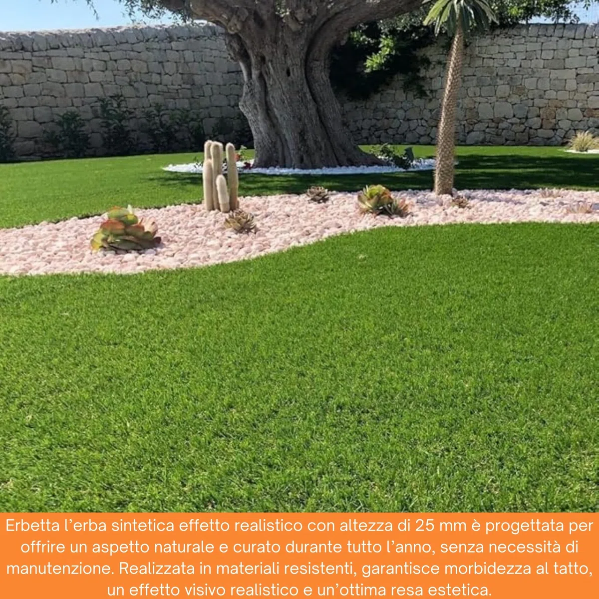 Prato Sintetico Erba Finta da Esterno Giardino Realistica Tappeto Erboso 25 mm Anti UV Atossico Drenante Ideale per Piscina,Terrazzo,Aree Giochi (1x1mt)