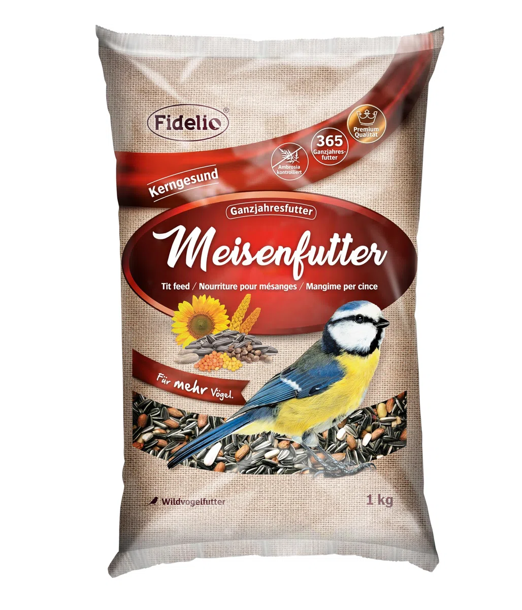 Fidelio Mangime per uccelli selvatici, mangime per cince, mangime energetico per tutte le stagioni, 10 x 1 kg