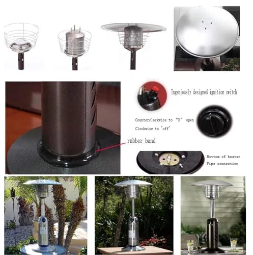 Riscaldatore a gas portatile per patio, in acciaio inox, bruciatore a propano/butano per esterni, unità da tavolo ad alta efficienza energetica per giardino, gazebo campeggio e riscaldamento esterno