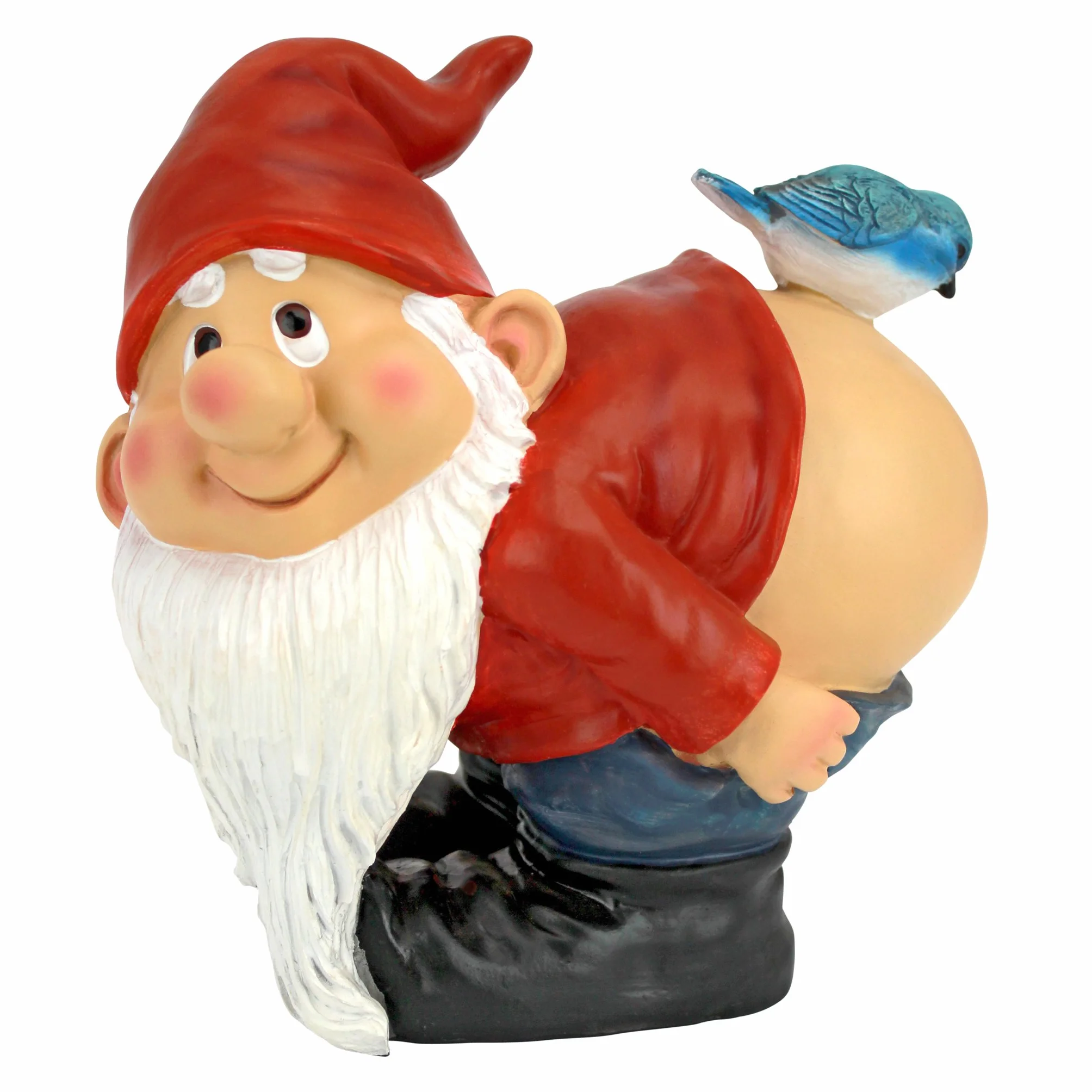 Design Toscano Loonie Moonie con le natiche al vento Statuetta Gnomo da giardino, poliresina, a colori, Media 20,25 cm