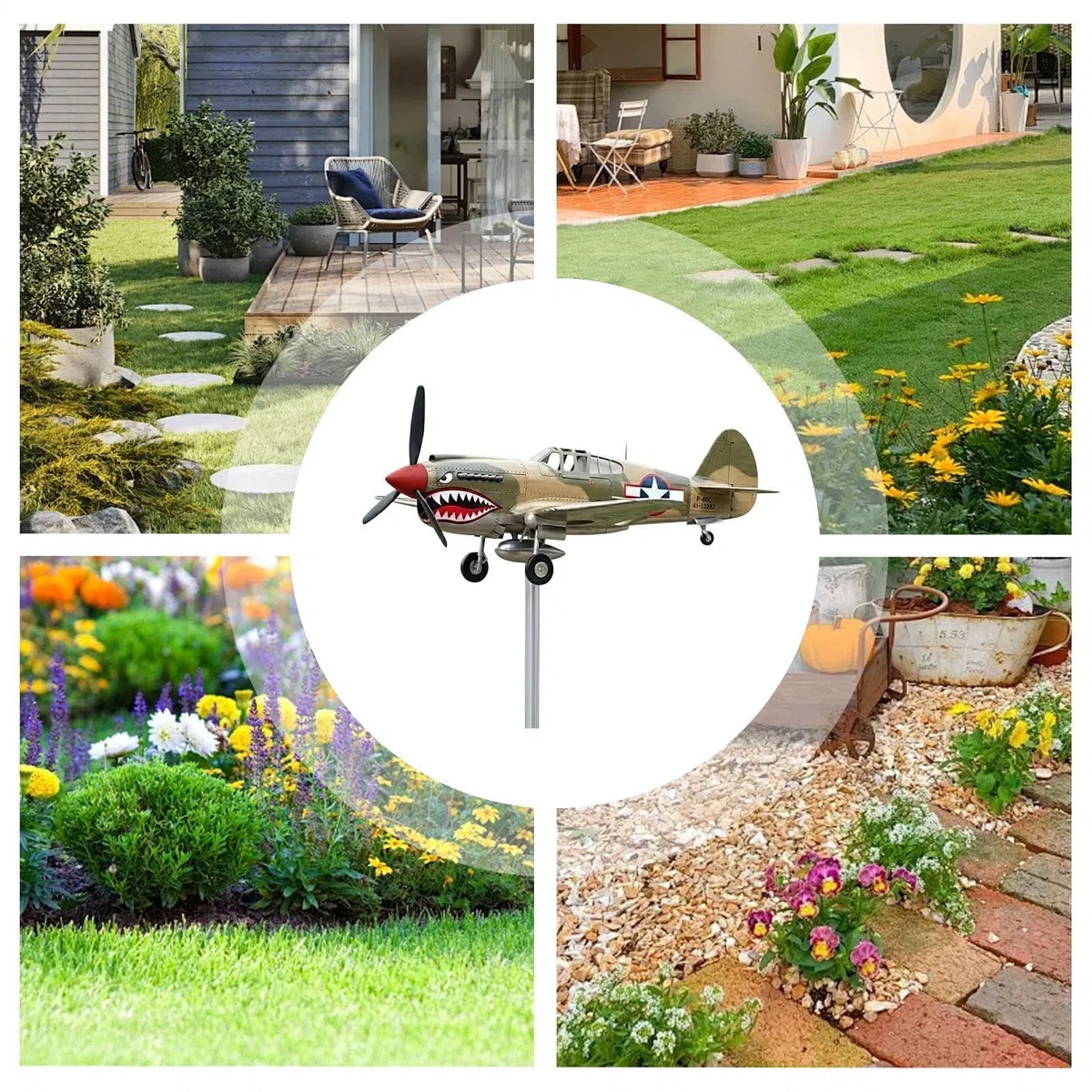 Girandola da Giardino in Metallo,Scultura 3D Storica | Banderuola Aereo per Giardino - per, Cortile, Terrazza, Fattoria, Spiaggia, Villetta, Recinzione