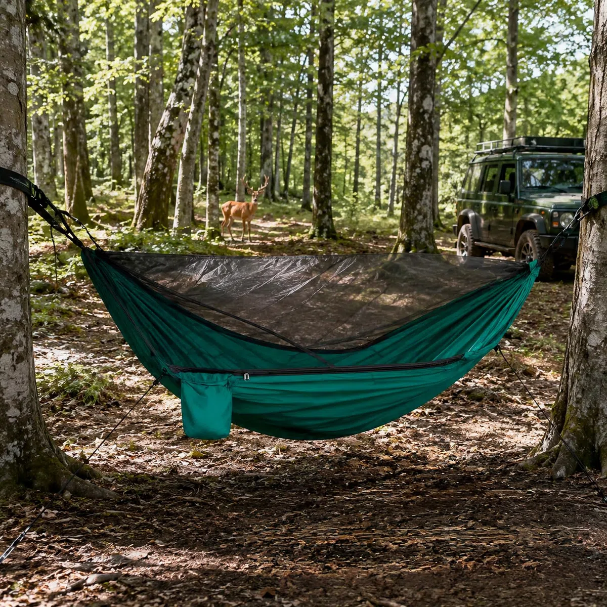 Amaca Da Campeggio Con Zanzariera Integrata In Nylon 210T Portatile Resistente Per Trekking Escursioni Giardino Outdoor Con Cinghie Supporto Fino A 300 Kg 290 x 140 Cm Verde