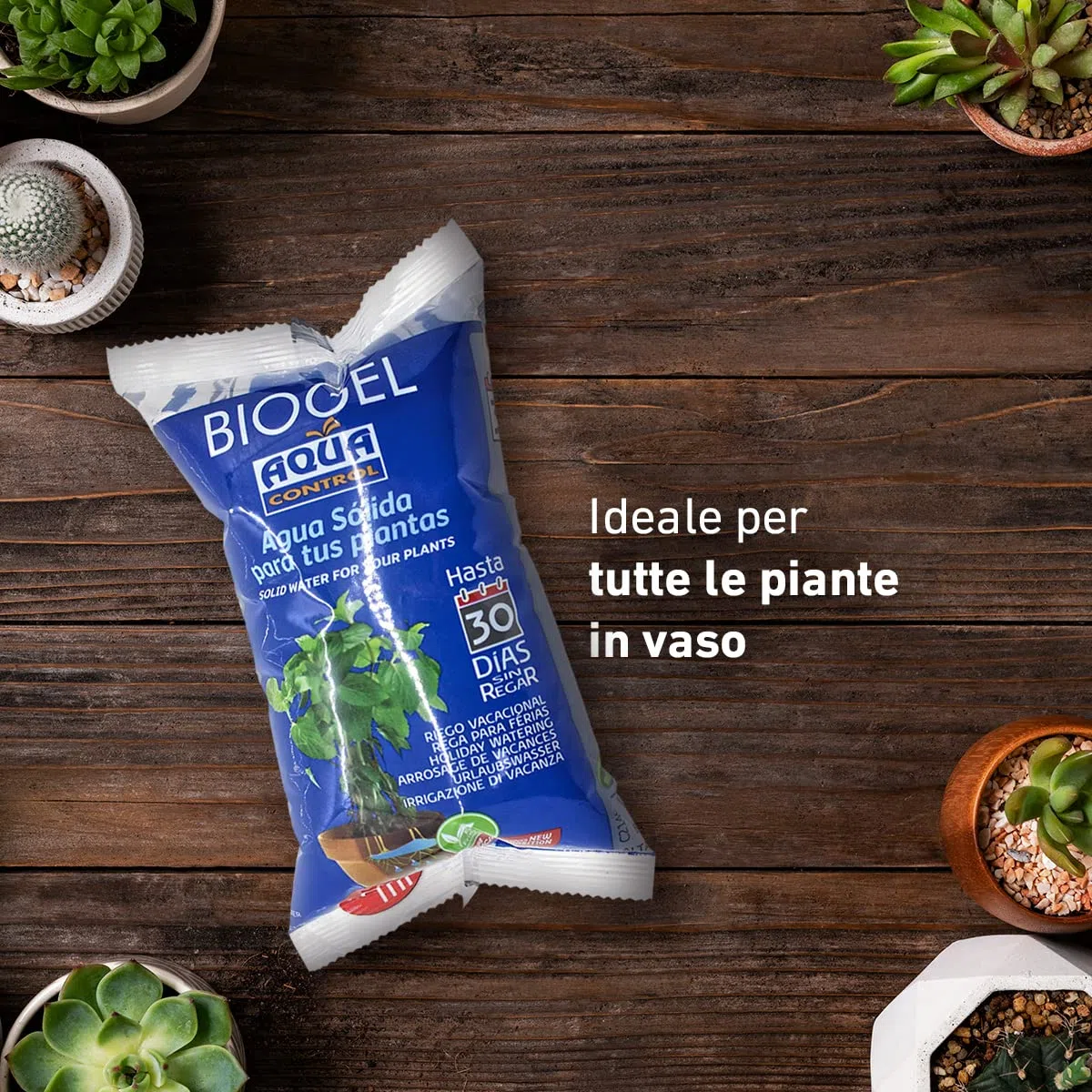 Aqua Control Biogel, Acqua Solida per le Tue Piante, Ideale per l'Irrigazione Durante le Vacanze, Fino a 30 Giorni Senza Irrigazione, 400 ml, Confezione da 5