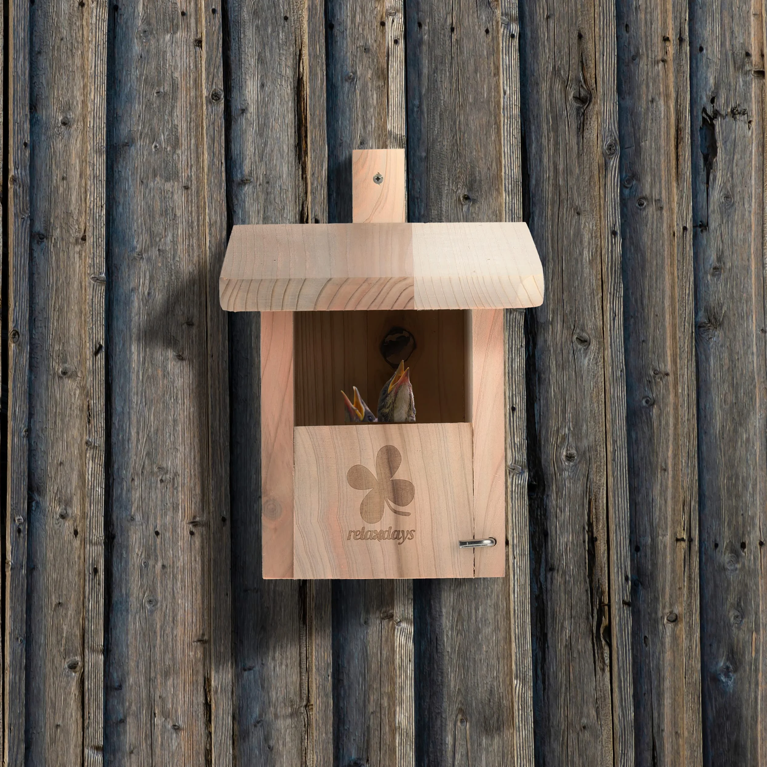Relaxdays Casa per Uccellini, Nido in Legno d'Abete, da Appendere in Giardino, Foro d'Ingresso HxL: 65x95 mm, Naturale