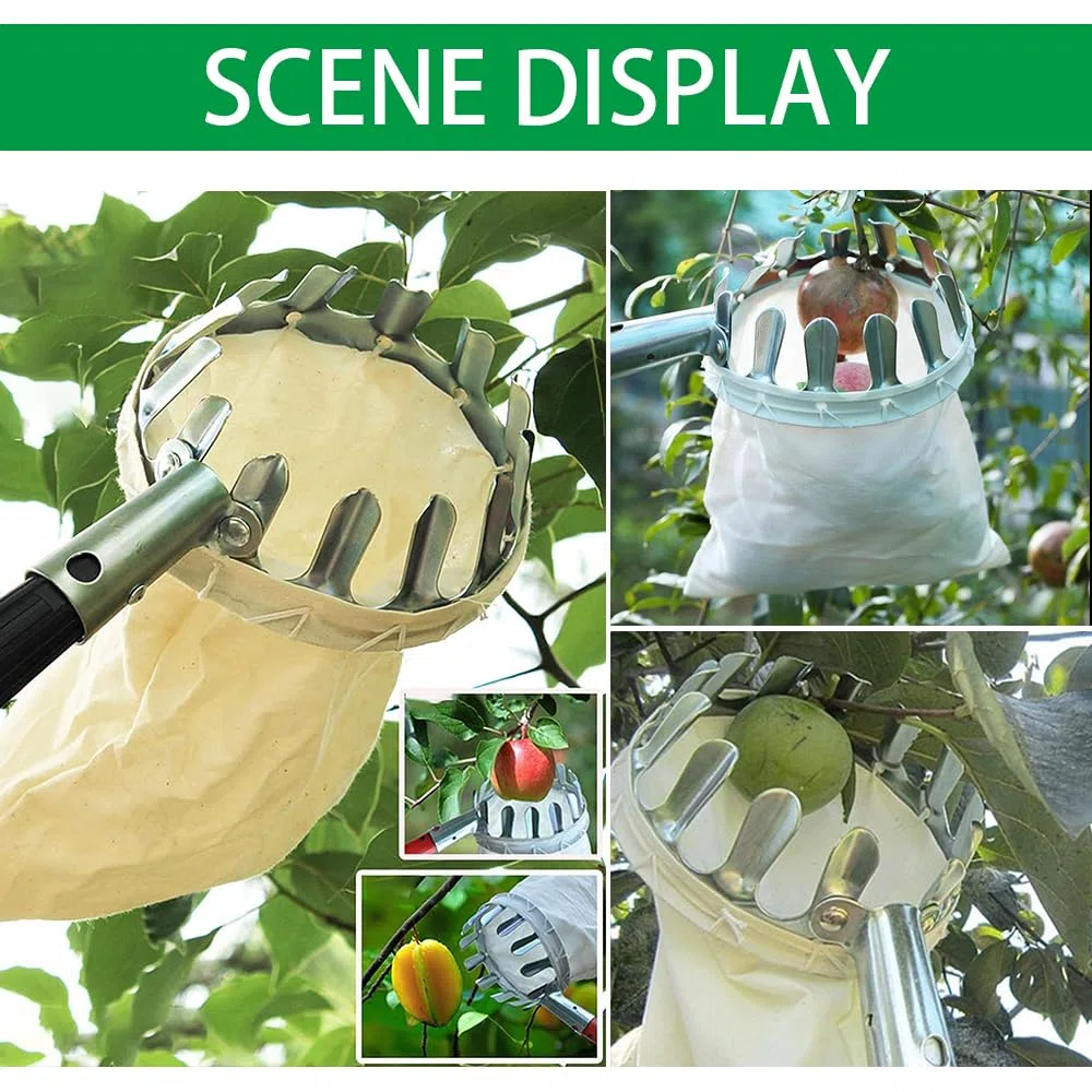HEYIDAMAI Raccogli Frutta con Palo in Acciaio Inox Leggero 4.2 M,Raccogli Fichi,Raccogli Fichi d'india,Attrezzo Raccogli Frutta,Raccoglifrutta Regolabile in Altezza,raccogli Mele