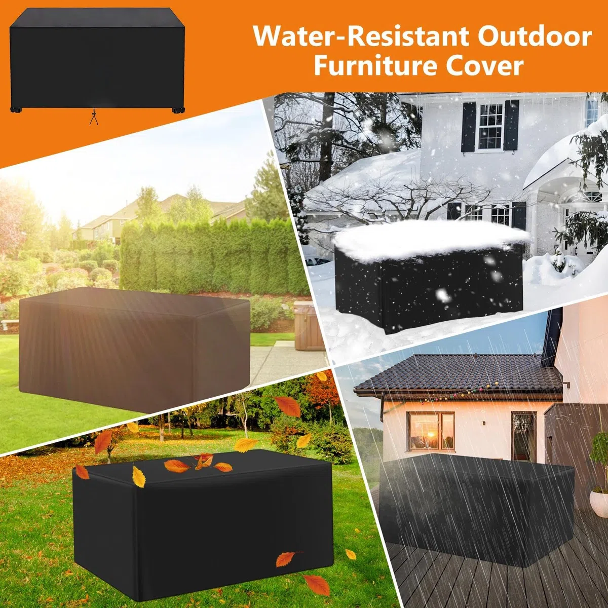 Copertura per Mobili da Giardino 135x105x95cm/LxWxH Telo Copritavolo Da Esterno Impermeabile Copridivano per Mobile Esterno Copritavolo da Esterno per Patio Copertura Divano Esterno - Nero