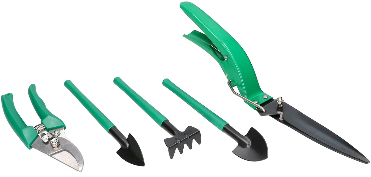 KOTARBAU® Set di 10 Attrezzi da Giardino Utensili da Giardinaggio raschietto Cazzuola con 3 denti Rastrello piccolo 4 denti Cesoie da Giardino Bottiglia Spray Spatola Appuntita Tagliasiepi in Acciaio