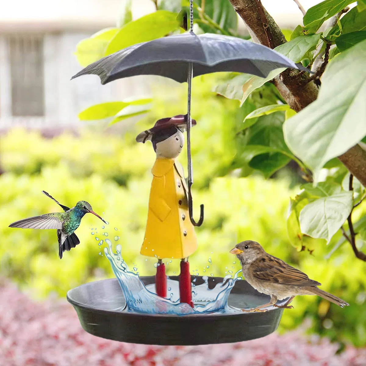 Mangiatoie per Uccelli da Appendere all'aperto, Vassoio per mangiatoia per Uccelli | Vassoio per vaschetta per Uccellini per Ragazza e Ombrello - Decorazione del Giardino, mangiatoie per