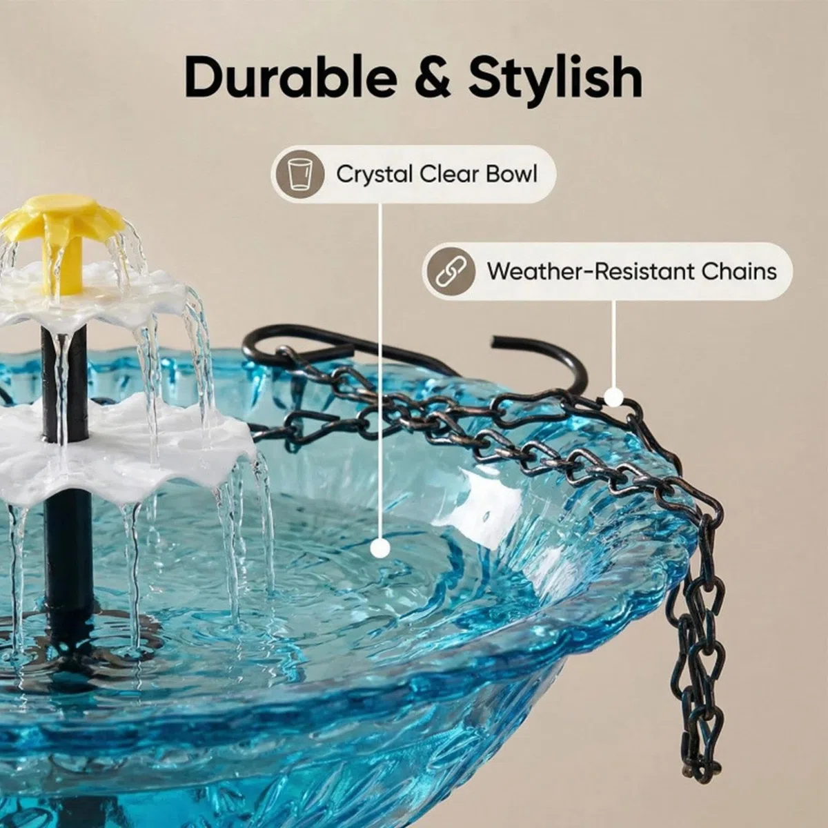 Bagno per Uccelli Solare, con Cascata e Pompa con Spruzzatore, Bagno per Uccelli con Fontana Solare, per Attirare e Fringuelli, Arredo Esterno per Giardino Laghetto