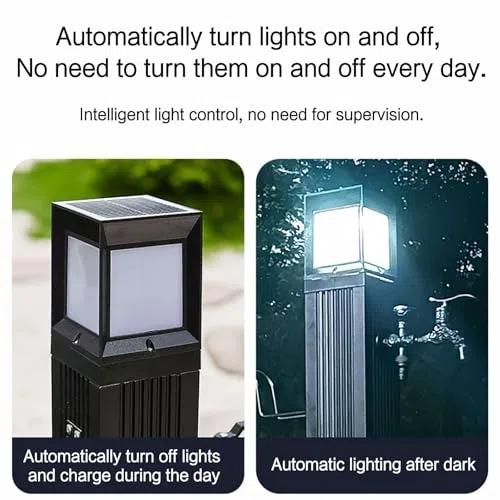 XBTGS Rubinetto a colonna d'acqua da giardino quadrato verticale per esterni, fontana ad energia solare, illuminata, idrante resistente all'inverno, per decorazioni paesaggistiche e gas, rubinetto a
