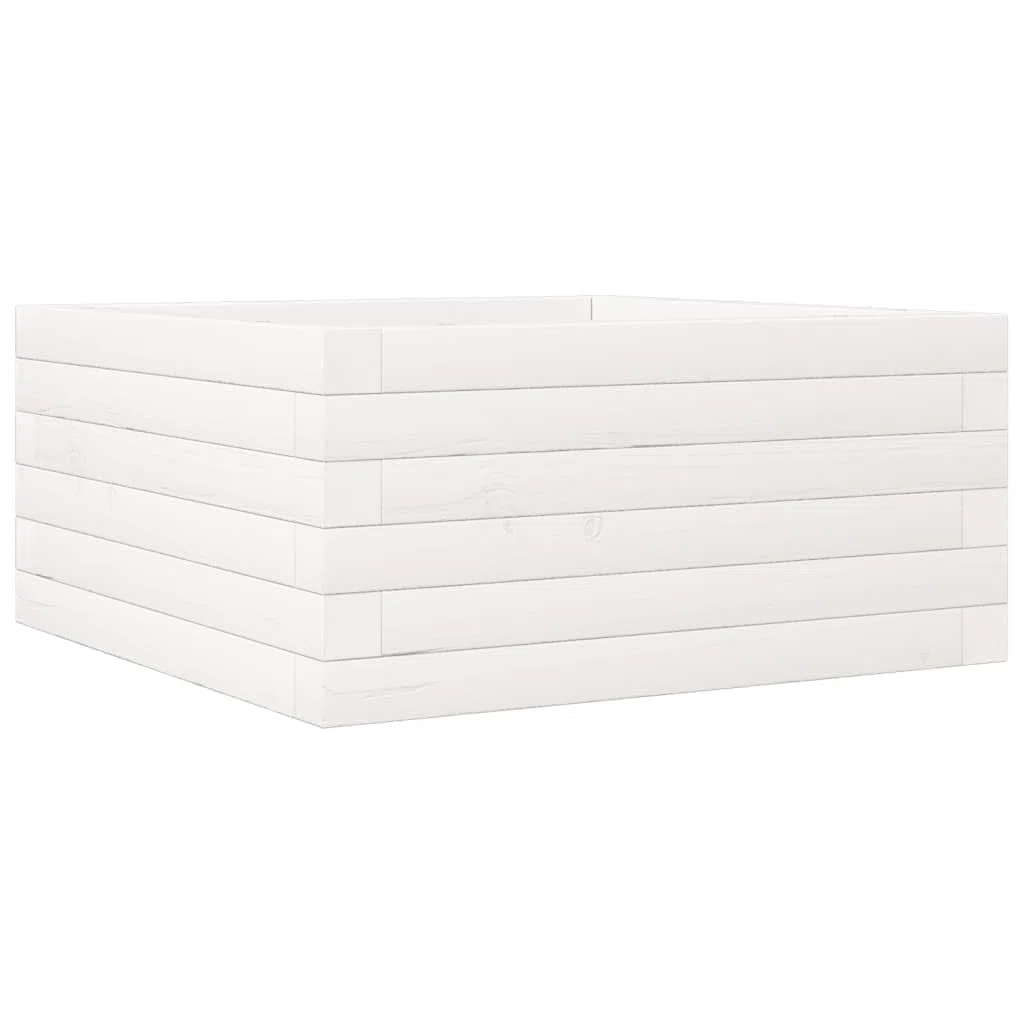Generico Fioriera da Giardino Bianca 50x50x23 cm Legno Massello di Pino,Prato e Giardino,Giardinaggio,Vasi e fioriere-847184