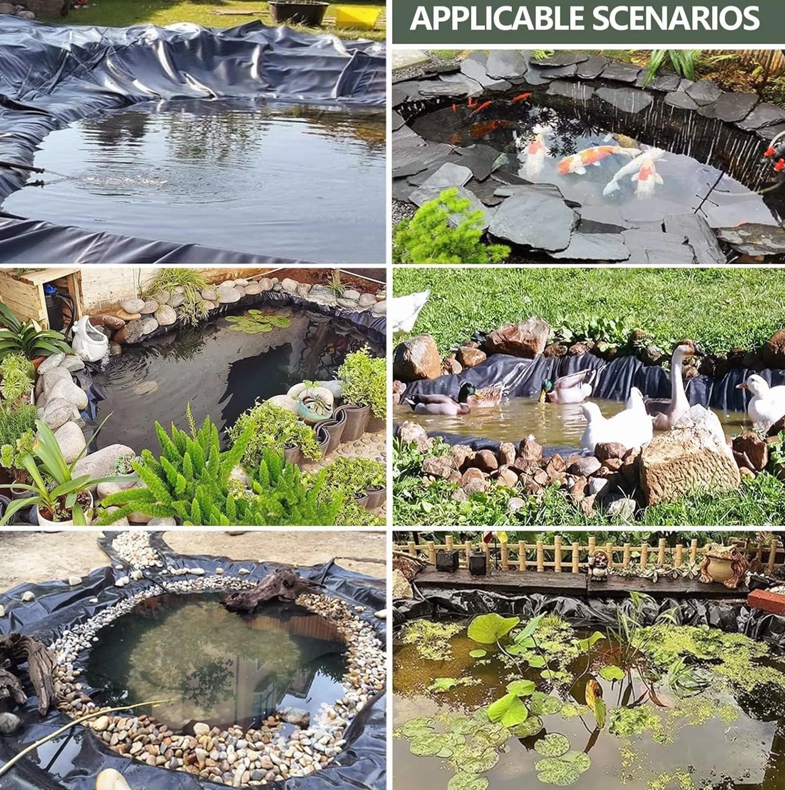Rivestimento per stagno in EPDM da 7 x 11,5 m, membrana impermeabile flessibile, durevole e facile da installare, versatile per uso esterno, perfetto per piscine da giardino e giochi d'acqua