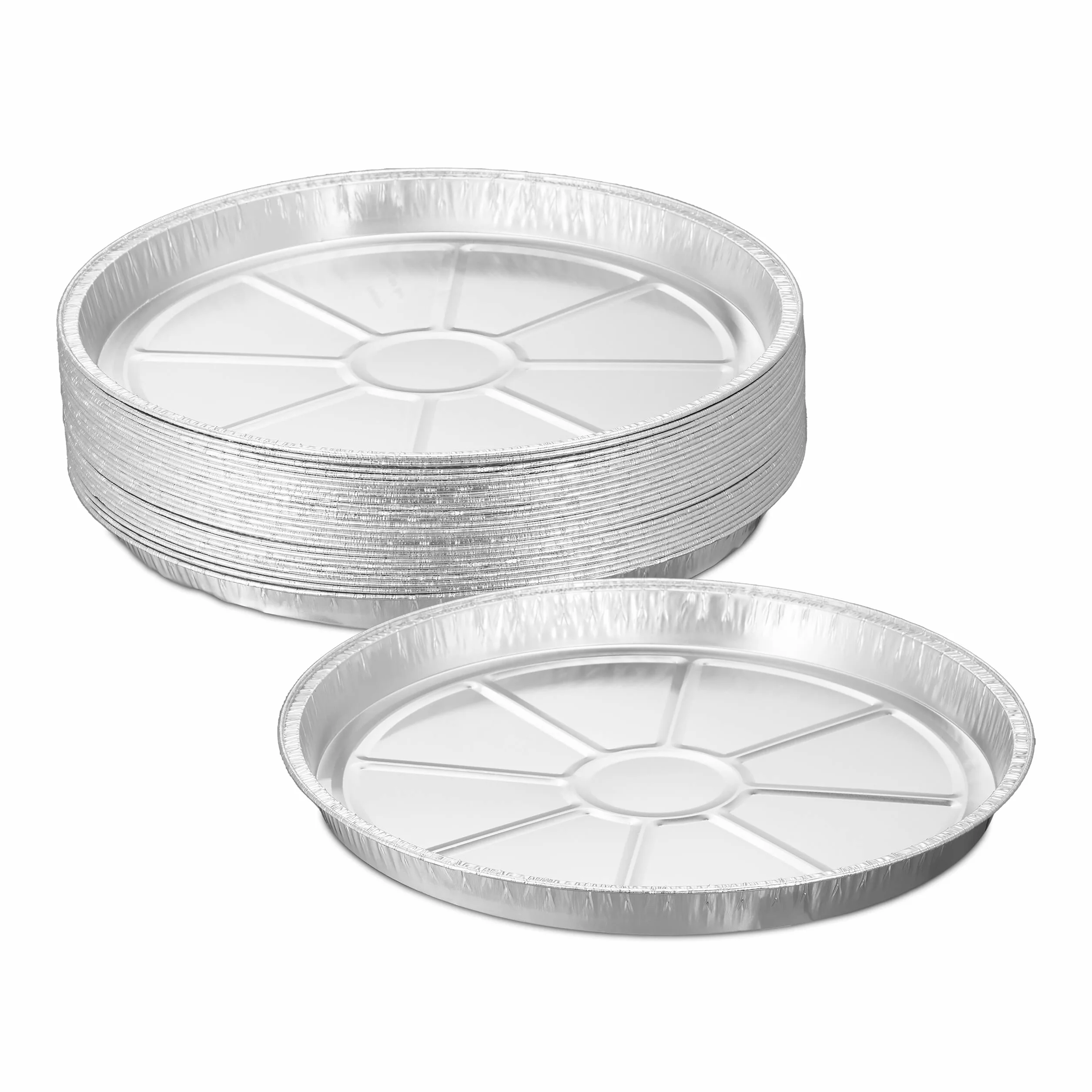 Relaxdays Vaschette in Alluminio per Barbecue, Set da 25, H x Ø: 3 x 27,5 cm, Contenitori Rotondi per Grill, Argento