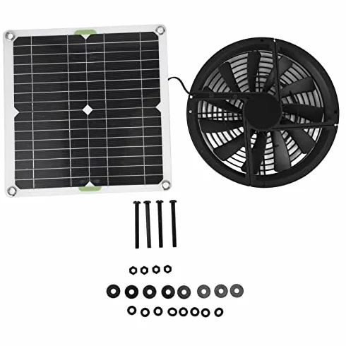 Kit Ventola per Pannello Solare da 100 W 10 Pollici Ventilatore per Ventilazione Solare Impermeabile per Capannone a Serra per Pollaio