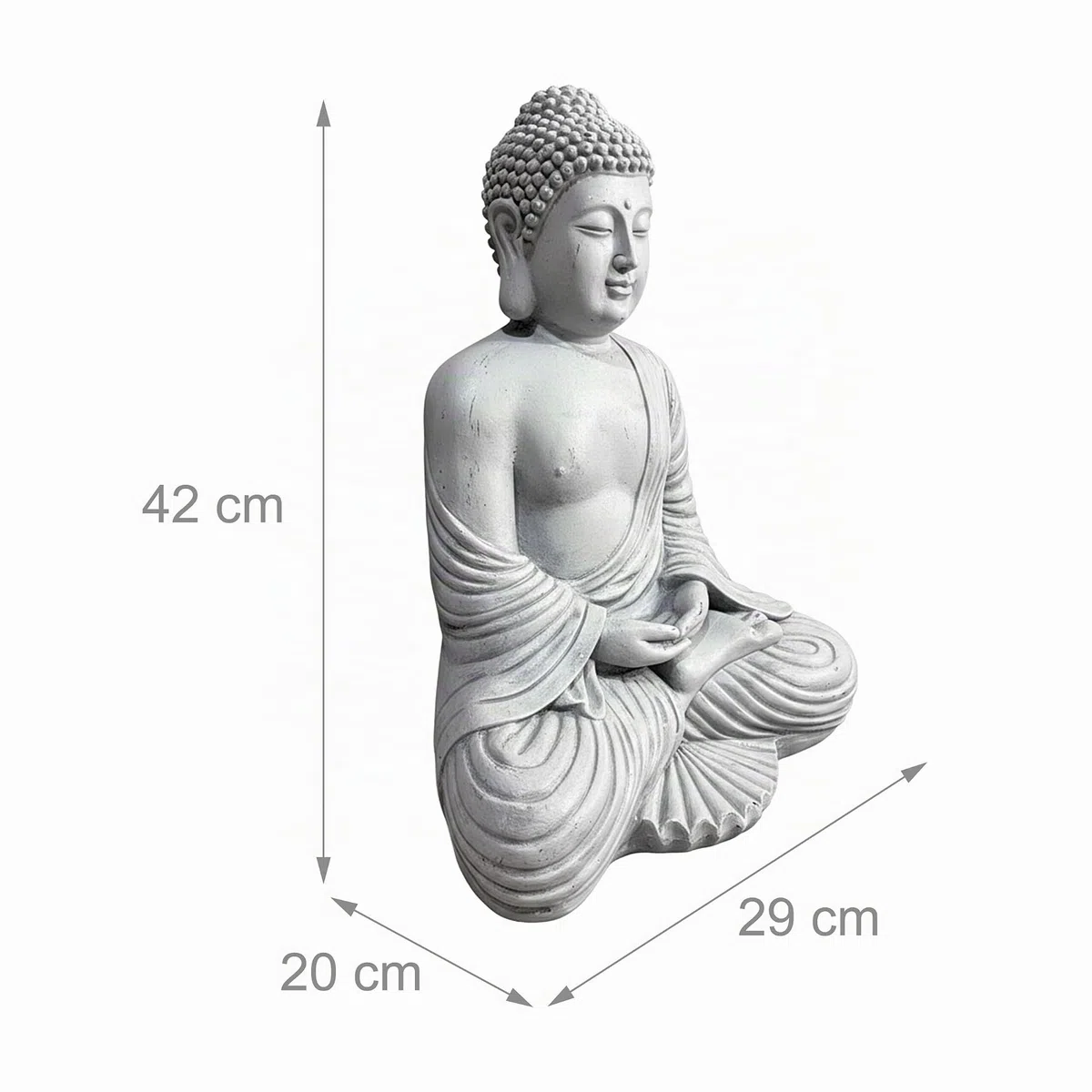 Relaxdays Statua Buddha Seduto, 42 cm, per Giardino e Soggiorno, Effetto Pietra, Resistente