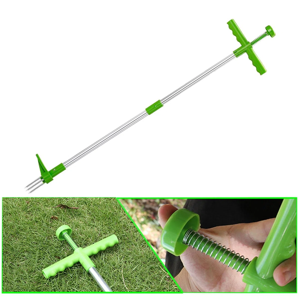 Diserbante per erbacce in piedi con pedale, strumento di rimozione delle radici regolabile con manico lungo per denti di leone, erbacce da giardino