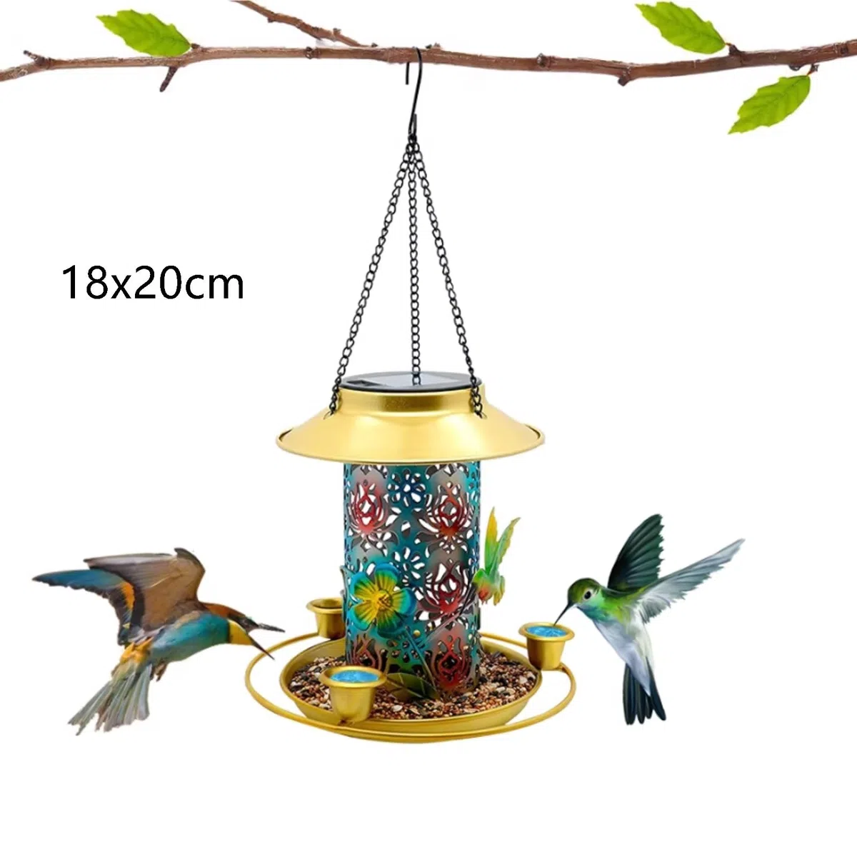 Mangiatoia Uccelli Mangiatoia for Uccelli Solare for Esterni Lanterna da Giardino in Metallo Sospesa con Gancio A S Bird Feeder
