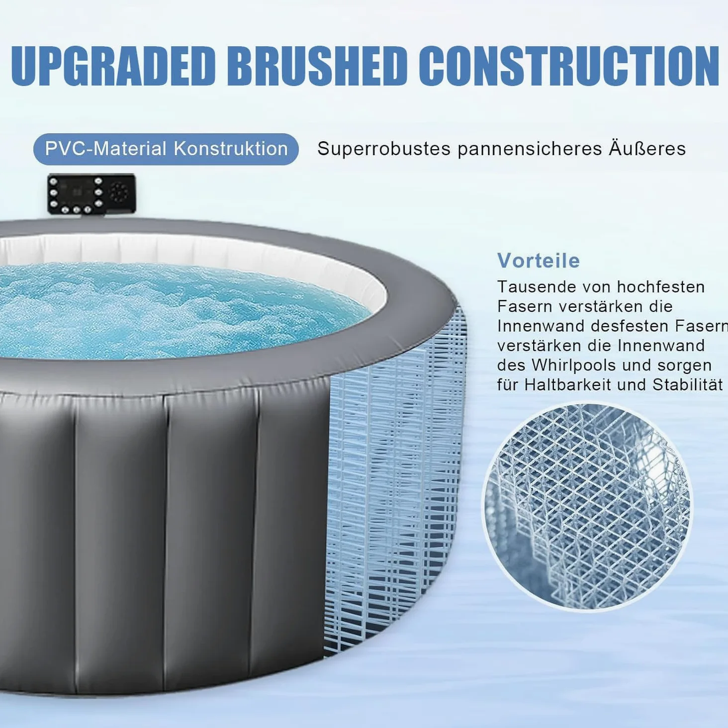 Vasca Idromassaggio Gonfiabile Portatile, Set da Bagno per Spa da Esterno con Oltre 150 Getti d'Aria,Pompa di Riscaldamento, Filtro E Copertura Isolante, Ideale per Cortile E Patio. Gray
