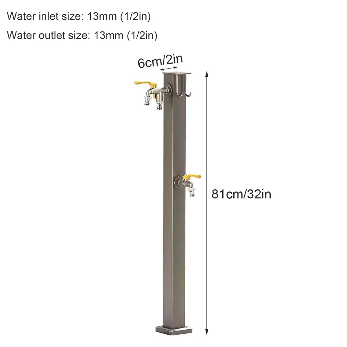Colonna Acqua Giardino da Esterno, Rubinetti da Esterno Fontana da Giardino in Acciaio Inox 304 con Gancio per Tubo Dell'acqua, 3 Uscite D'acqua, per Irrigazione di Giardini, Fattorie, Pascoli