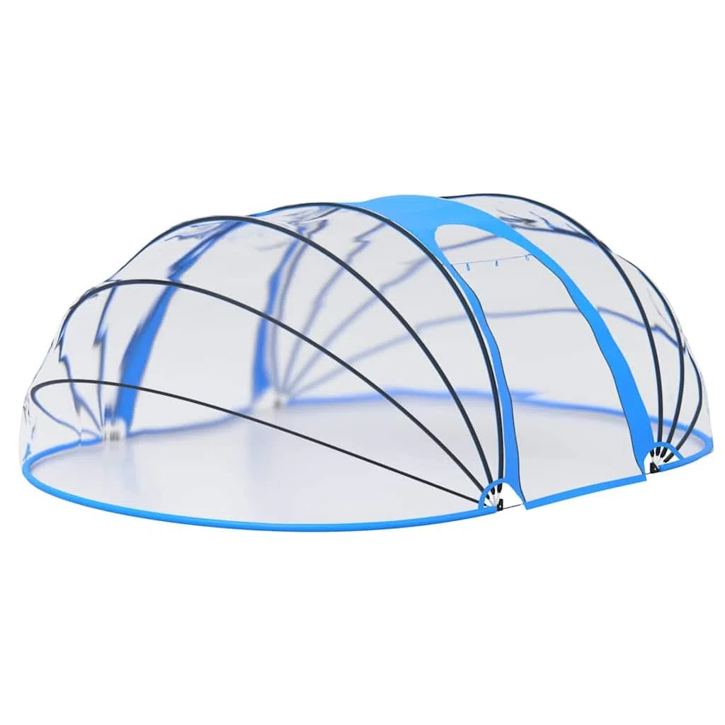 Cupola ovale per piscina, 530 x 410 x 210 cm, in PVC, con telaio in fibra di vetro, impermeabile, con due porte laterali arrotolabili, adatta per piscina fuori terra, offre protezione UV e