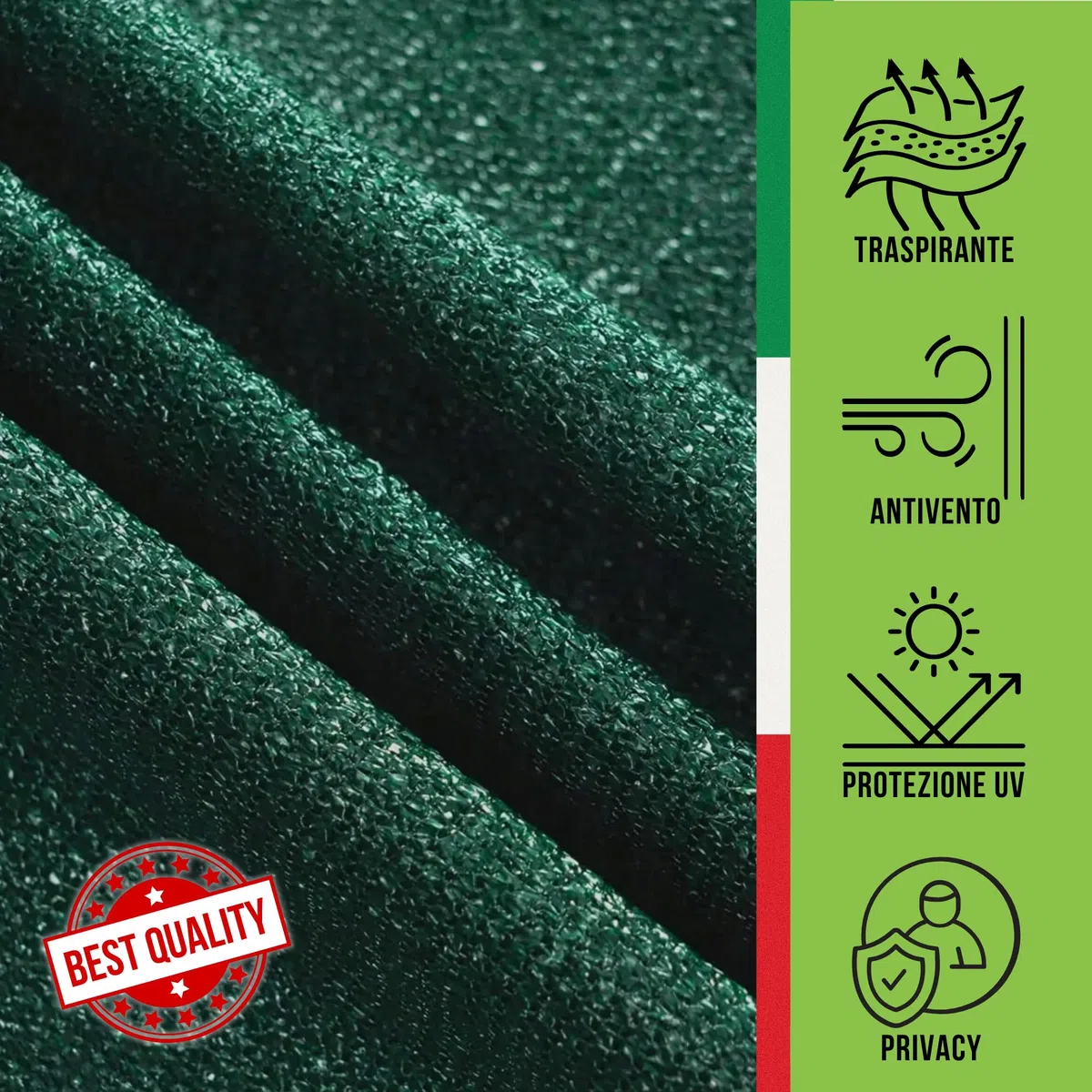 ROM PLASTICA Telo Ombreggiante Oscurante Giardino, 80% Di Protezione, 100% ITALIANO,Rete Ombreggiante 1x25 metri, Frangivento Recinzione,Teli Ombreggianti Da Esterno,Telo Parasole Per Esterni