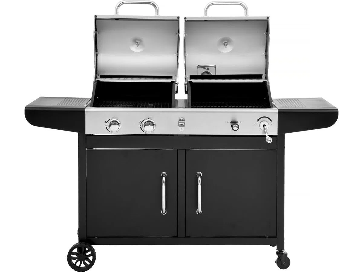 Barbecue "Western" a gas e carbonella 2 in 1 - Nero