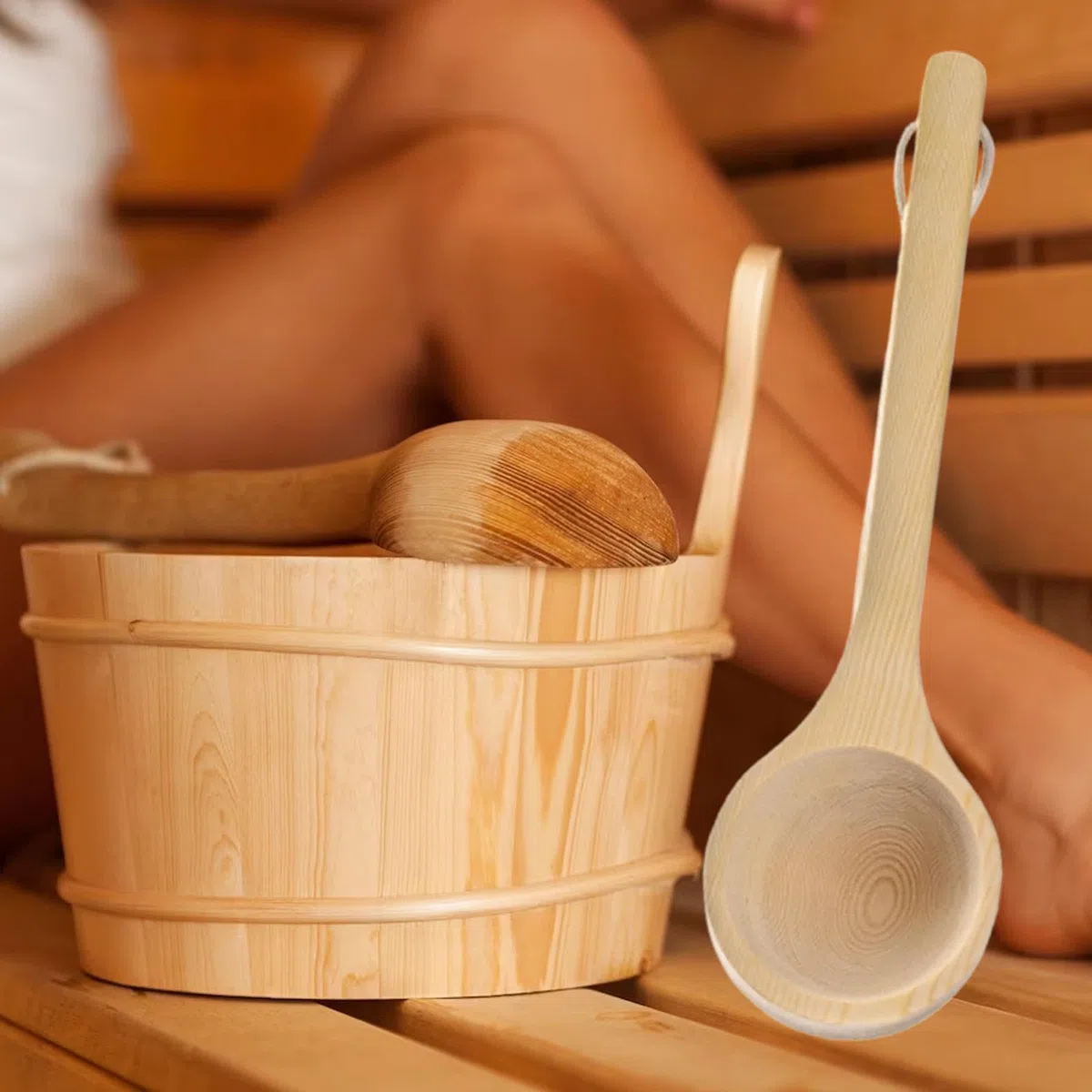 rockible Fornitura di Cucchiai per Sauna Cucchiaio per Mestolo Fatto a Mano per Sauna, Cucina Spa