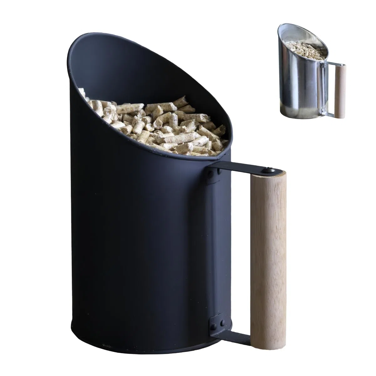 Linxor - Pala per pellet in zinco con manico in legno - 1,5L - Vari colori