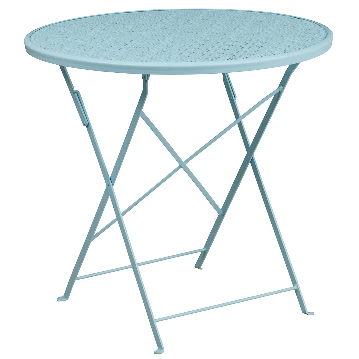 Flash Furniture Oia Commercial Grade 30' Round Indoor-Outdoor Steel Folding Patio Table, Alloy, Sky Blue