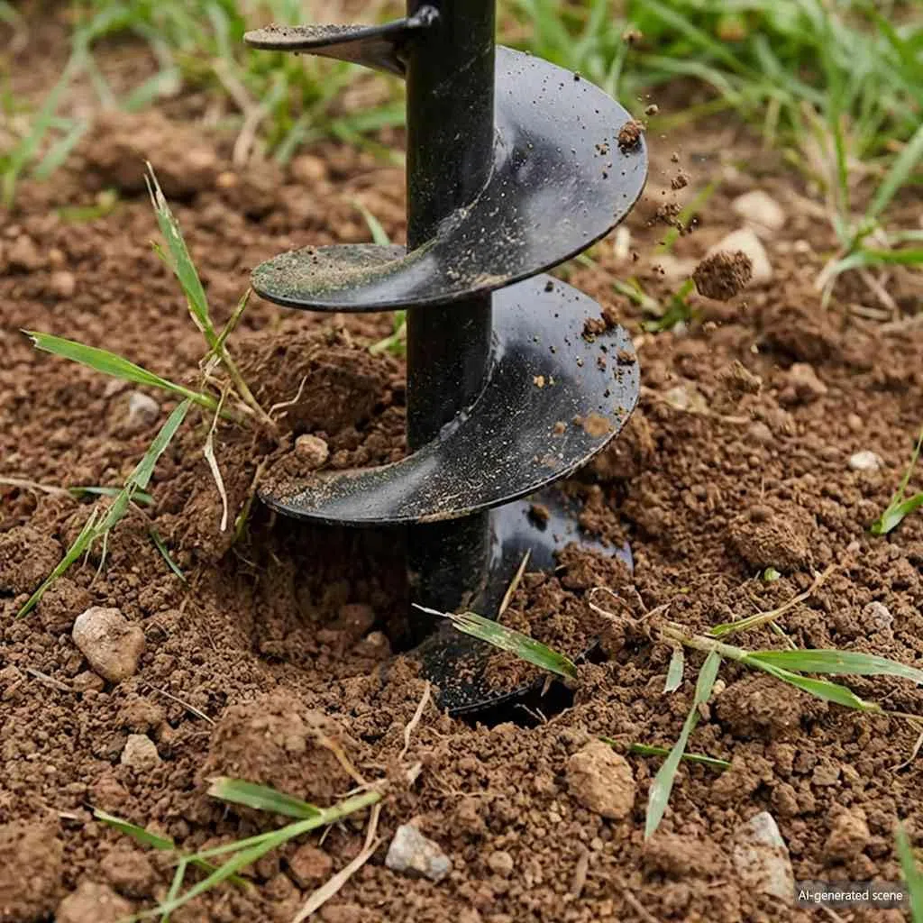 Trivella con manico e punta elicoidale da 80 mm, tubo di prolunga da 5 m in ferro robusto, trapano a mano per giardino, aiuola, piante, terra, radice, palo, bulbo, accessori per pali e