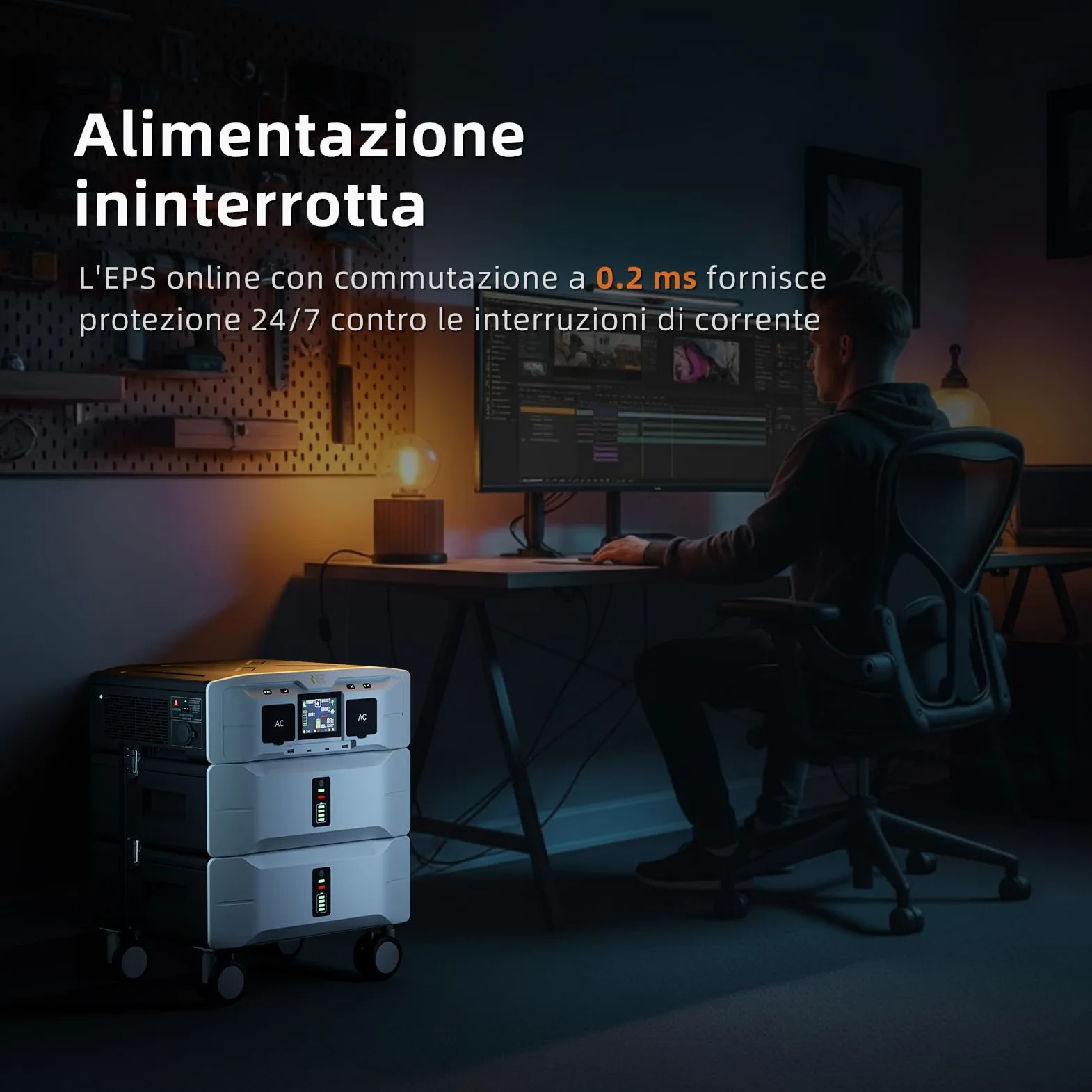 IEE 10.24kWh Generatore Solare con 2 Pannello Solare da 500W, 5000W Centrale Elettrica Portatile, LiFePO4, 11 Porte, APP, Portable Power Station per Campeggio, Camper, Casa