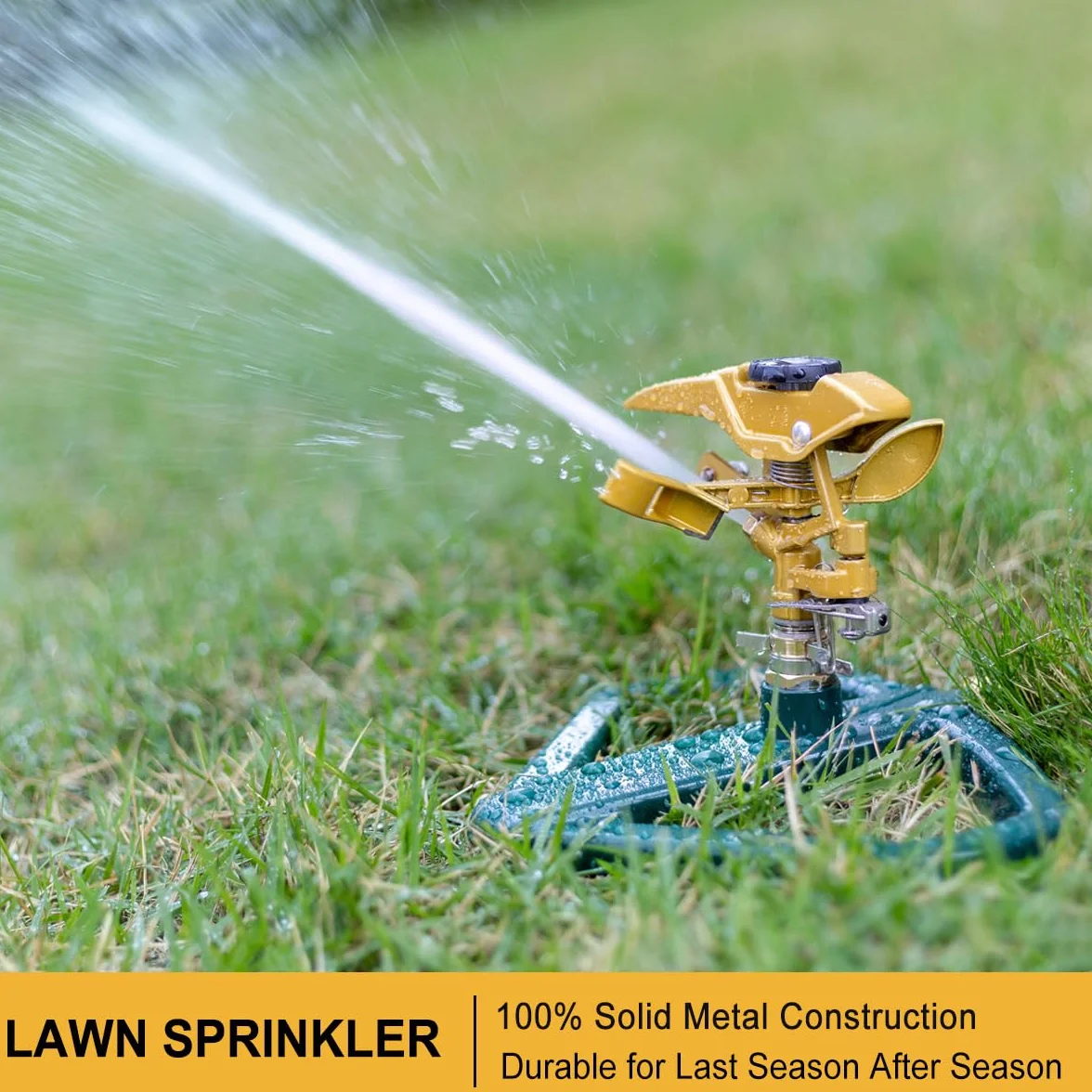 FANHAO Irrigatore a Pulsazione per Impieghi Gravosi, Irrigatore con Base in Metallo per Irrigare Aree fino a 540 m², Copertura di un'ampia Area a 360 Gradi, Metallo Solido