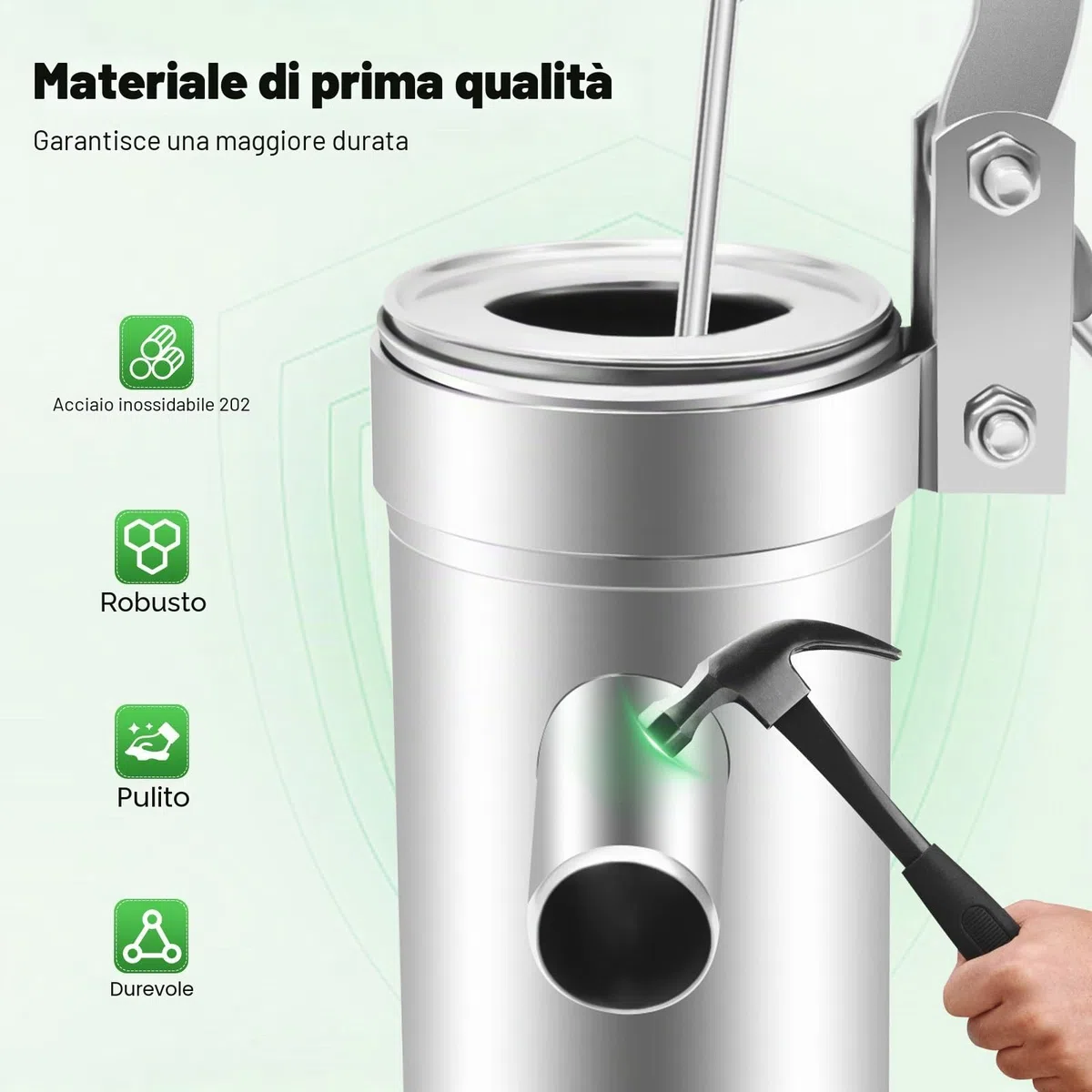 Pompa dell'acqua in acciaio inox, Home pompa da giardino manuale di ricambio, pompa a mano per acque sotterranee fino a 10 m di profondità