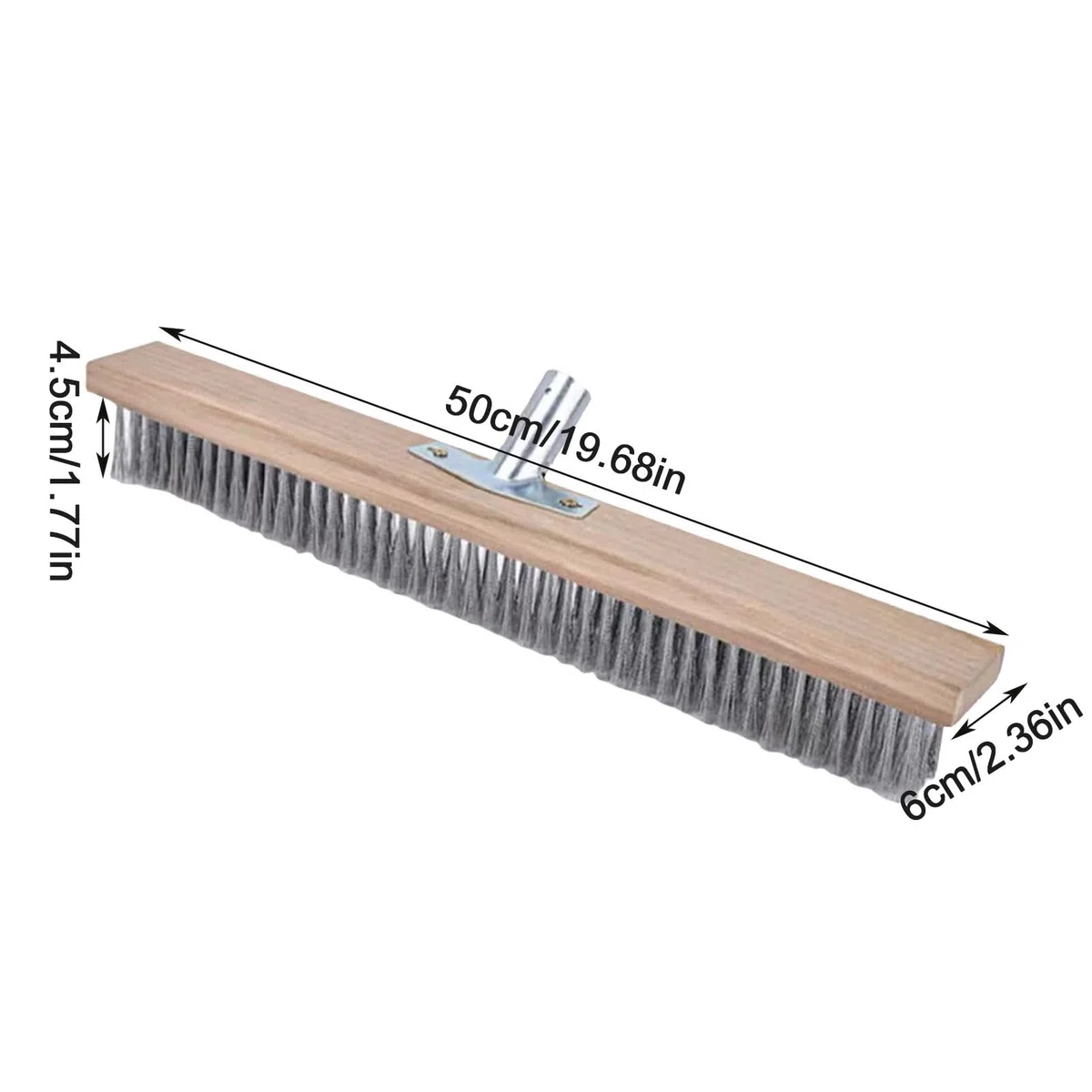 Spazzola con setole rigide in metallo da 50 cm, scopa con setole in acciaio inossidabile, testa in filo di acciaio inossidabile, spazzola per strofinare il ponte della scopa resistente (1 scopa + 3