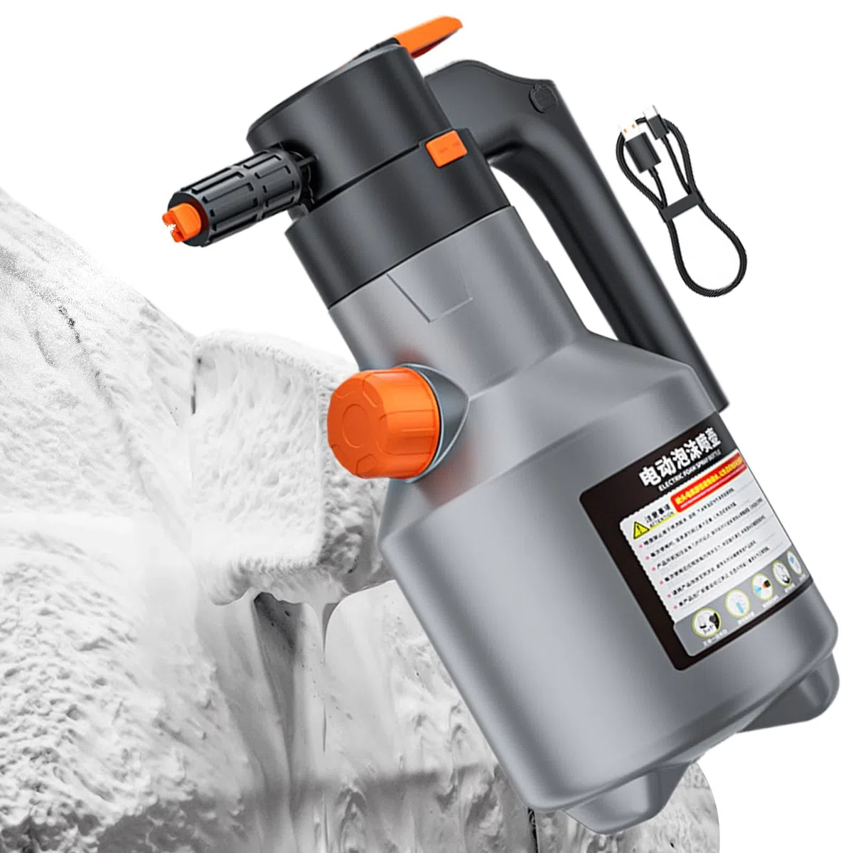 Spruzzatore Schiuma a Pompa 2L con Misurino per Lavaggio Auto | Spruzzatore Schiumogeno Elettrico a Batteria per Veicoli, Casa, Cucine, Esterni, Giardino, Patio, Cura e Dettaglio