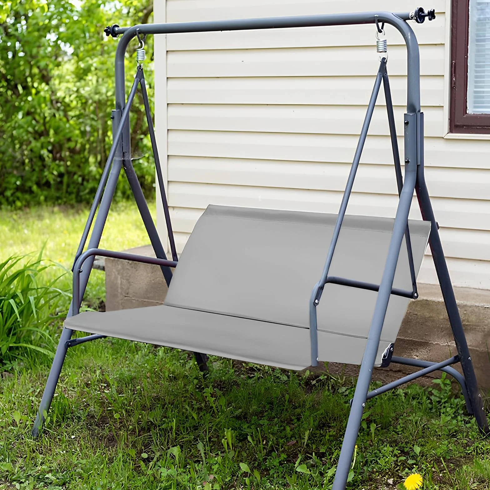 Copri sedia da giardino impermeabile per dondolo Hollywood, rivestimento per sedia da giardino (grigio, 115 x 48 x 48 x 48 cm)