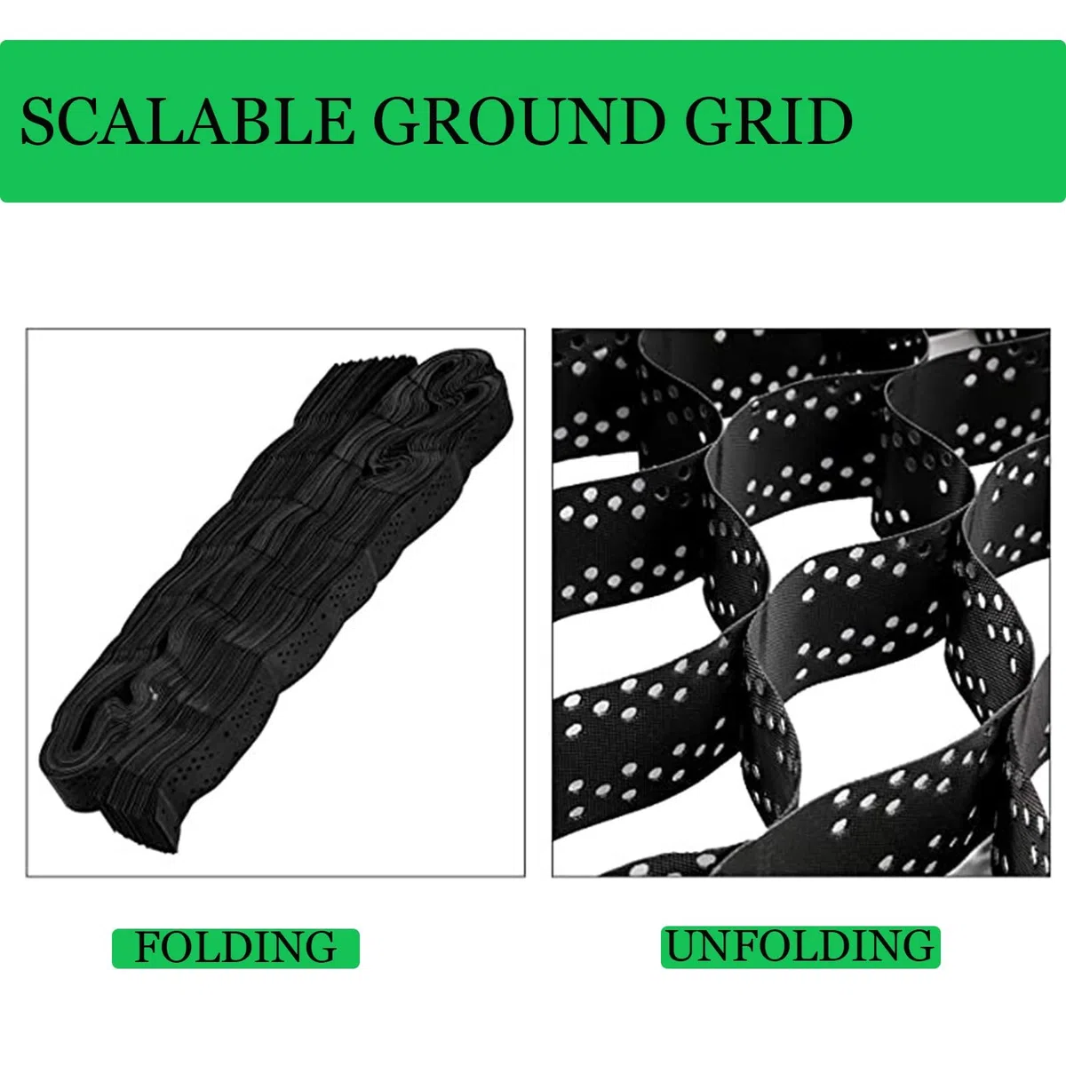 Griglia resistente da 2,4 x 5,5 m, per stabilizzazione vialetto, tettoia, parcheggio, erba e ghiaia, griglia nera, H-10 cm, perfetta per veicoli leggeri