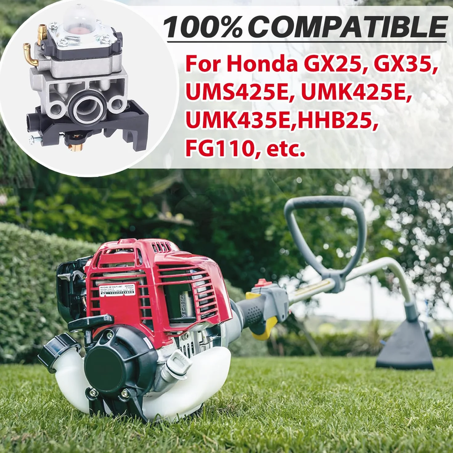 Kit Carburatore per Honda GX25 GX35 UMS425E UMK425E UMK435E HHB25 FG110, JRISBO Ricambi Motore a 4-Tempi Carburatore del Decespugliatore e Soffiatore con Candela Filtro Benzina