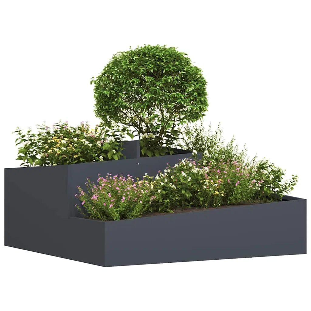 vidaXL Vaso da Giardino Antracite 100 x 100 x 50 cm, Fioriera in Metallo Moderna per Esterni, Decorativa, per Giardino e terrazza, Accessori per Patio, Stile Contemporaneo