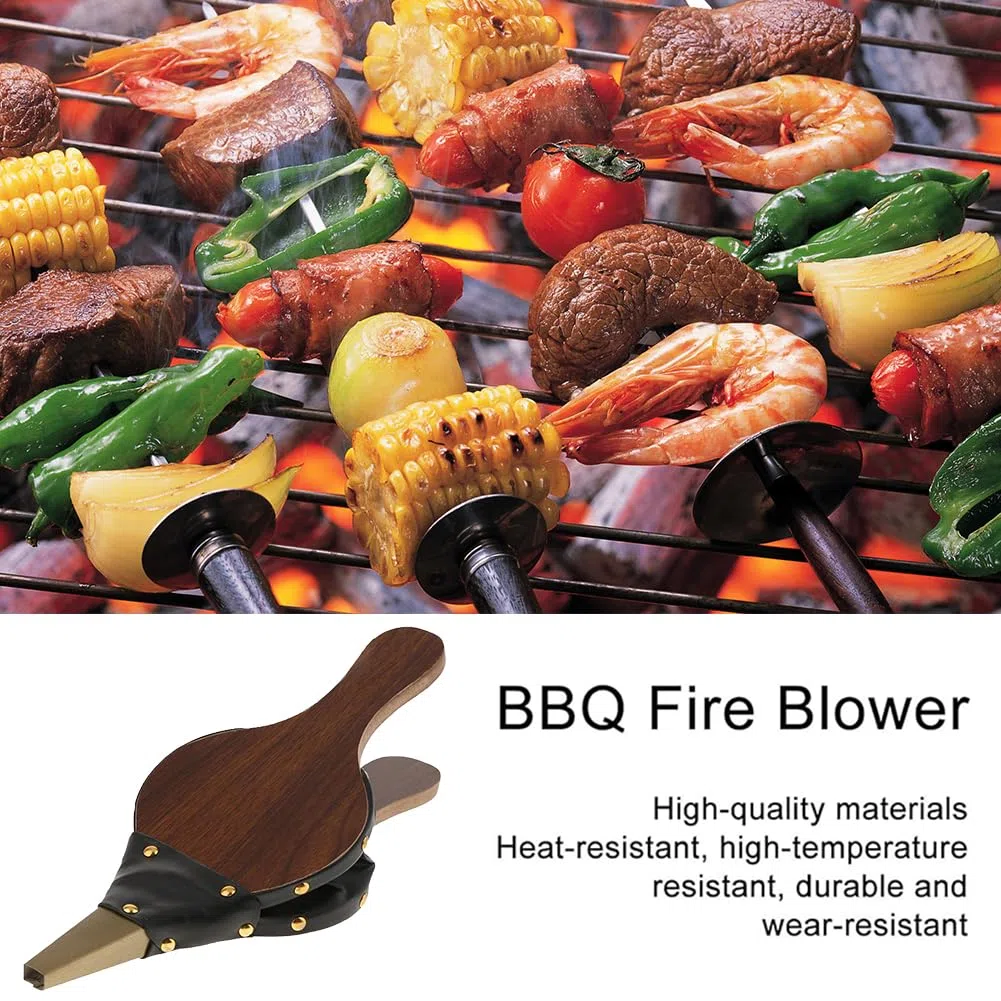 Soffietto Manuale per caminetto, Mantice per Camino, Soffietto in legno per camino, soffietto per barbecue, Accessorio per Barbecue da Campeggio all'aperto, per la cottura all'aperto