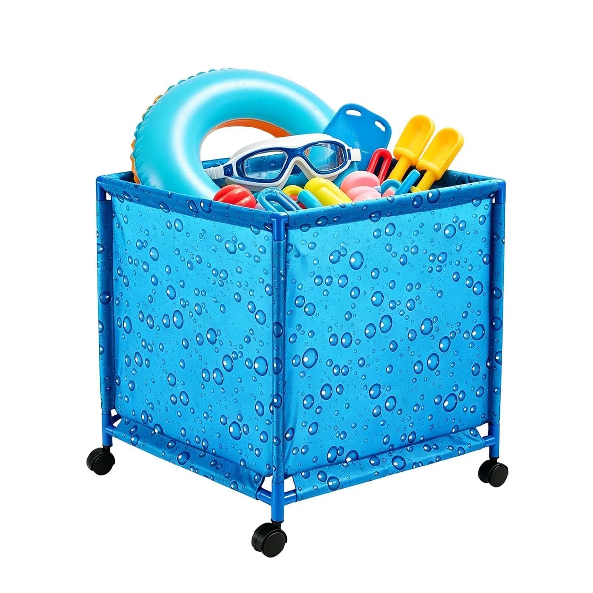 Galleggiante per piscina, design di grande capacità con rotella, 62 x 62 x 72 cm, carrello gonfiabile per giocattoli, organizer per giocattoli da piscina, costruzione resistente alle intemperie, per