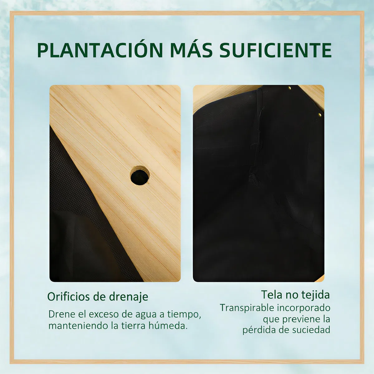 Outsunny Fioriera rialzata in legno a forma di L con tessuto non tessuto vaso esterno orto urbano per colture di piante e fiori per terrazza giardino 120 x 120 x 50 cm naturale