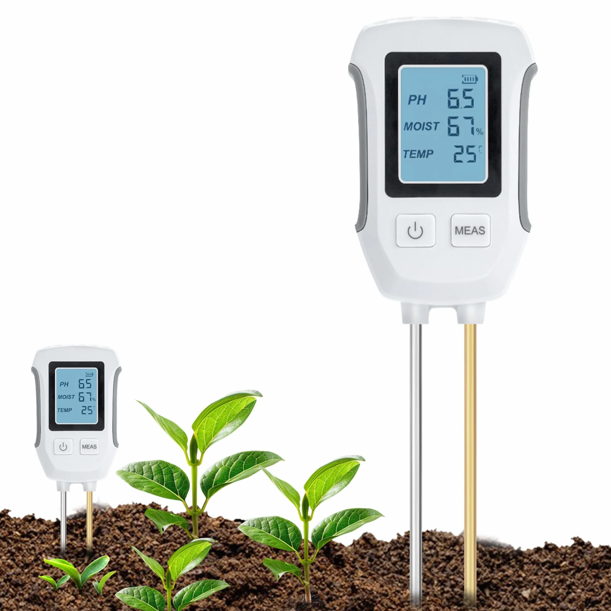 Mcbazel Misuratore PH del Suolo 3 in 1, Test del Suolo a Base Acida Rilevamento Temperatura umidità Tester di umidità con LCD retroilluminato Compatibile con Giardinaggio/Piante in Vaso/Fattoria