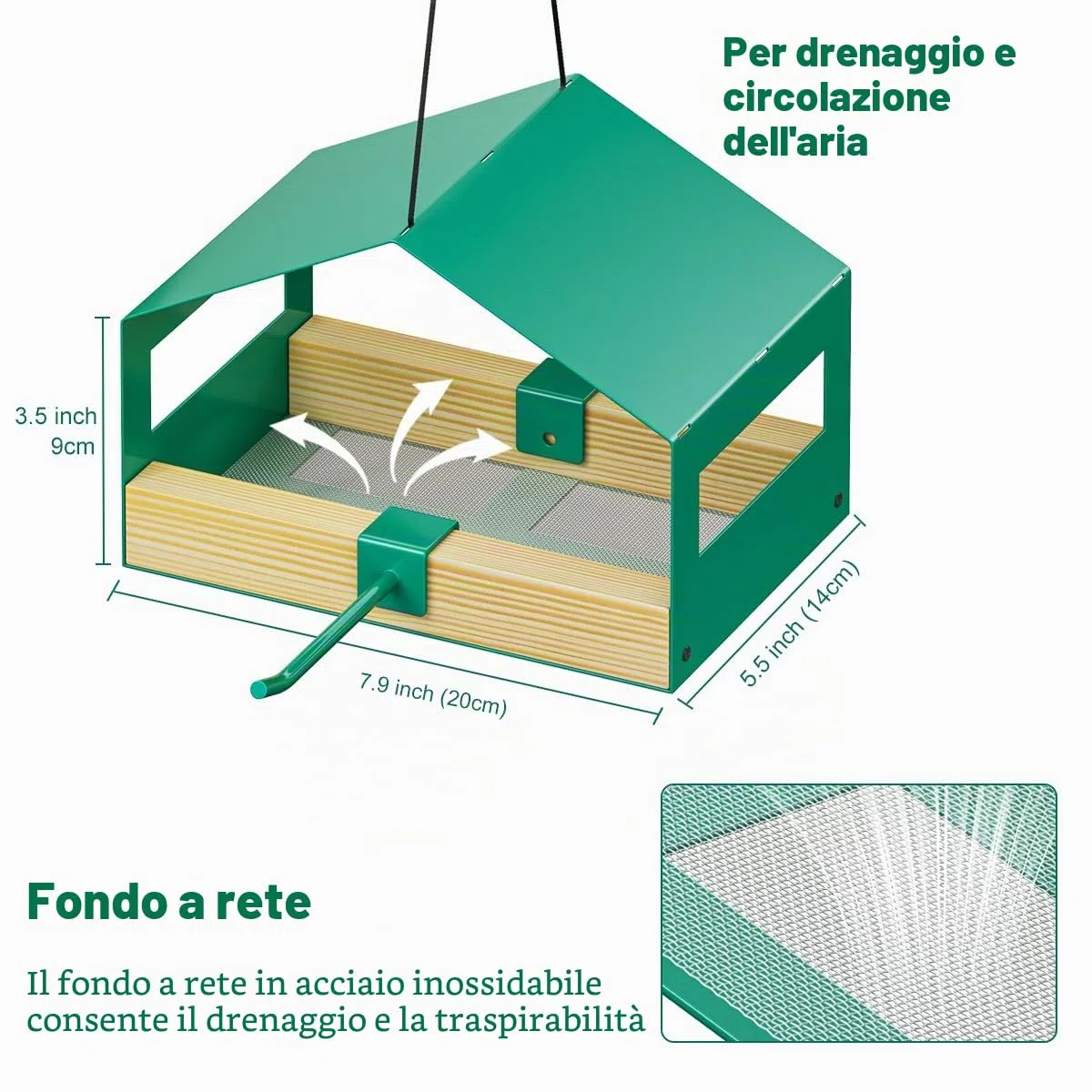 FANHAO Mangiatoia per Uccelli, Casette in metallo Dispenser di Mangime da Esterno, Decorazione da Giardino