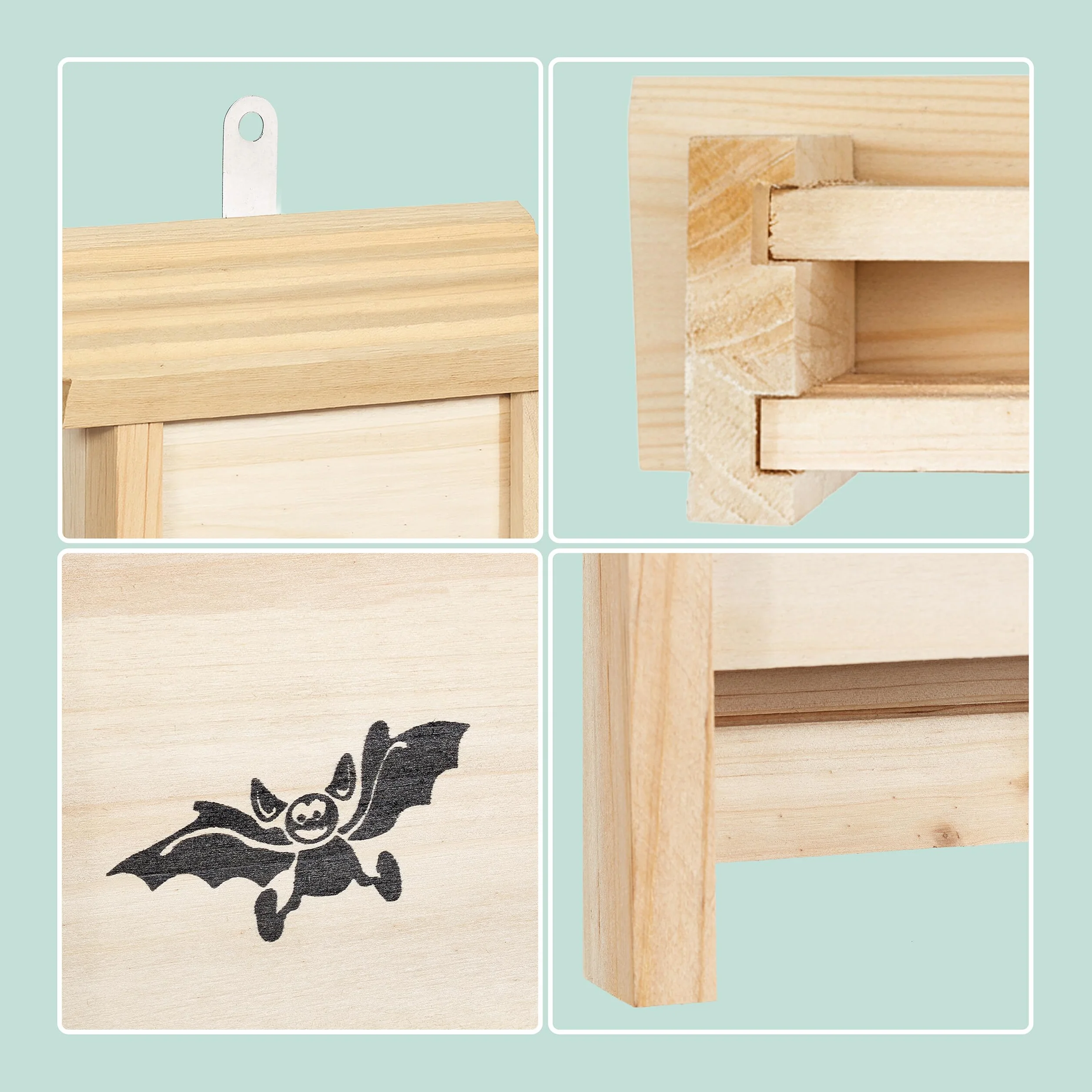 Relaxdays Casette per Pipistrelli, Set da 2, in Legno Naturale, Misure 25x18x6 cm