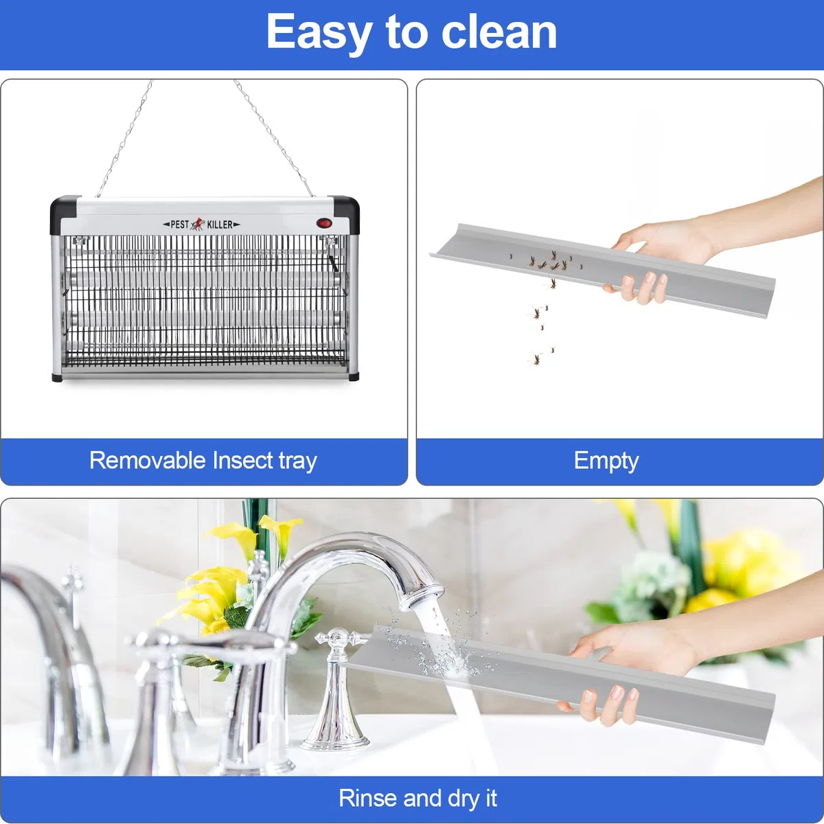 Insetticida elettrico, 40 W, lampada UV per zanzare, efficace per ridurre gli insetti volanti per interni, camera da letto e giardini, senza sostanze chimiche tossiche