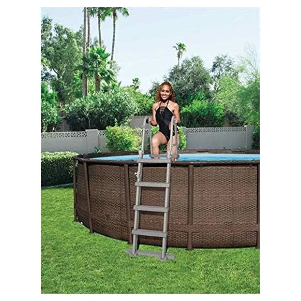 Trade Shop - Scaletta di Sicurezza per Piscine 122cm con Gradini in Plastica Telaio in Metallo 58331 -