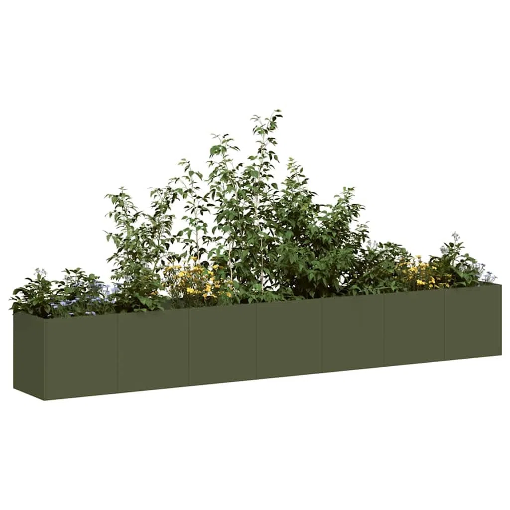 Giardino Verde Oliva 280x40x40 cm Acciaio Lamine a Freddo | Supporto interno rinforzato, fondo aperto per drenaggio, per giardino balcone patio